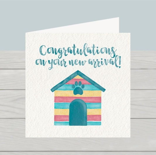 New Dog Card: Doghouse Design, Welcome Puppy Card