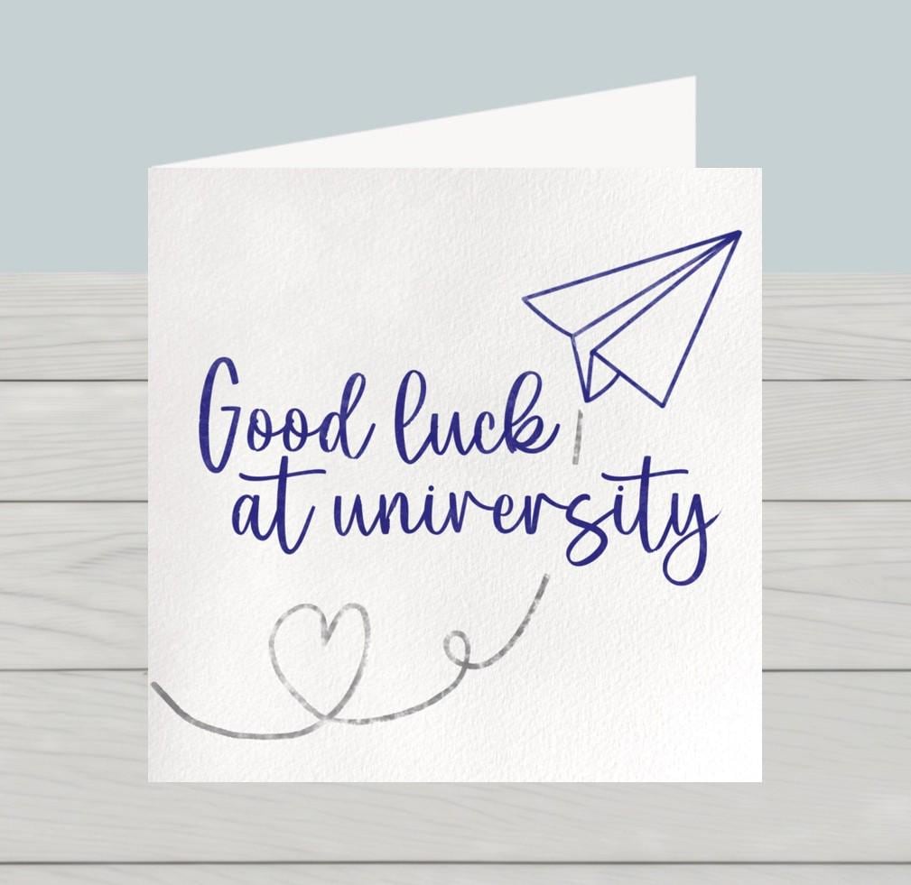 Good Luck at University card paper plane