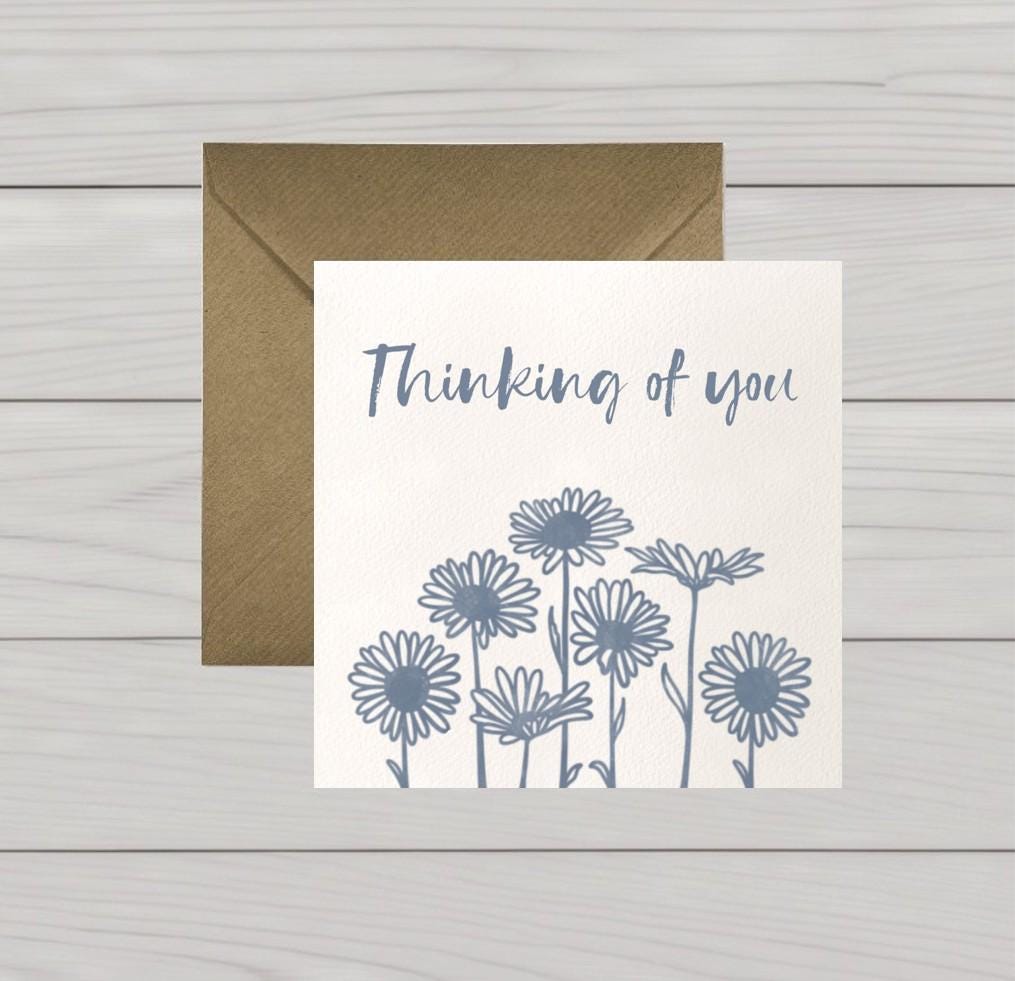 Thinking of you card flower silhouettes