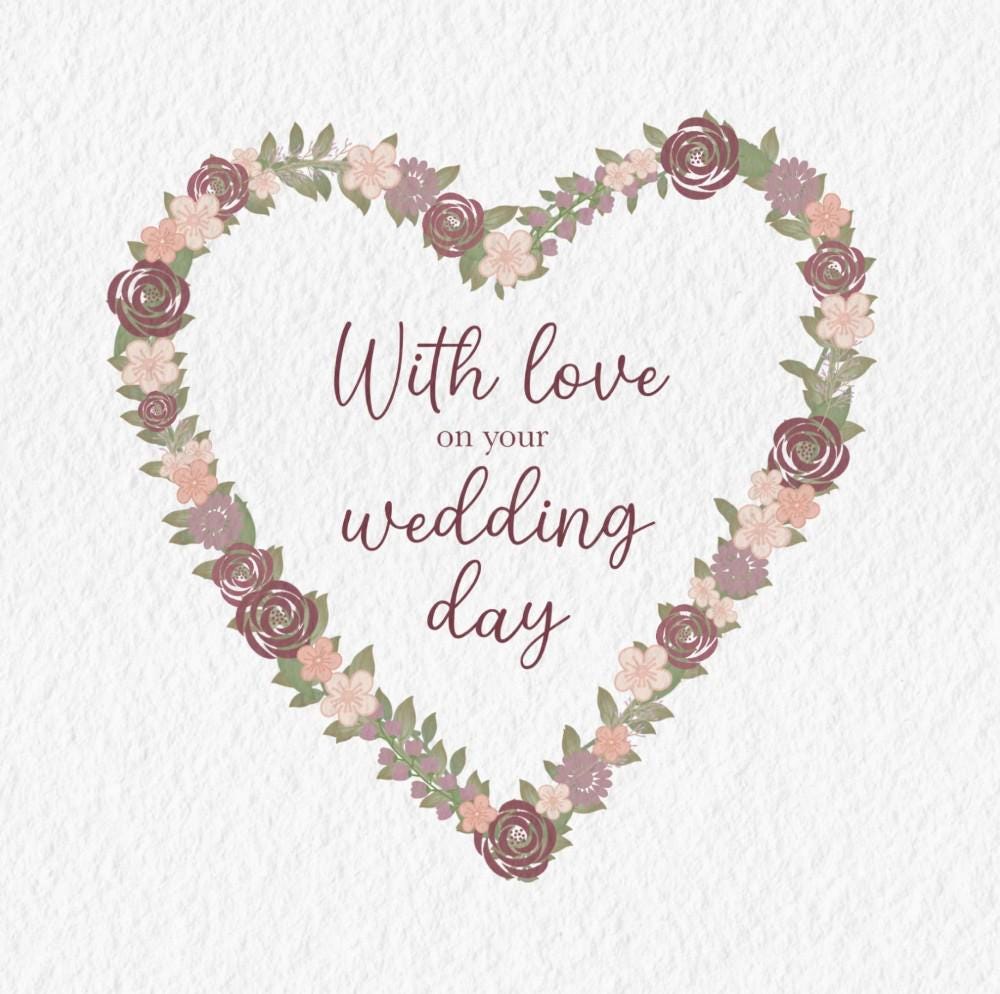 Floral Heart Wedding Card: Pastel Flower Design
