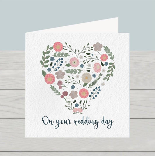 Wedding card heart of flowers