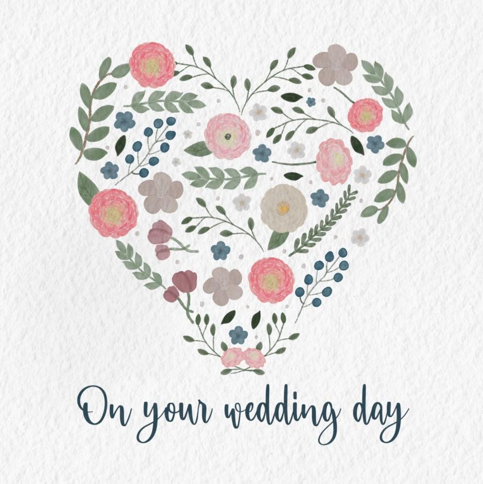 Wedding card heart of flowers