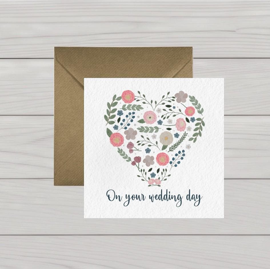 Wedding card heart of flowers
