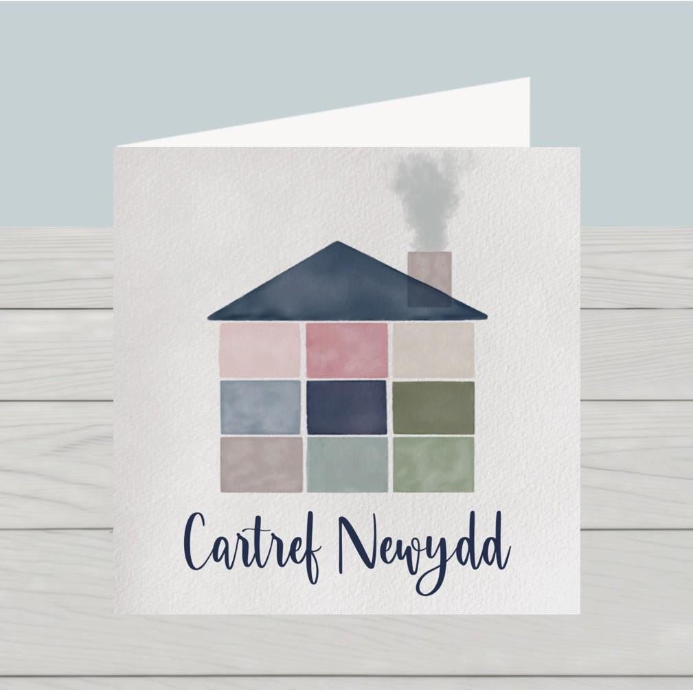 Cerdyn Cartref Newydd, New home card in welsh, Welsh new home cards, New house card, Moving in card, Moving house card, New flat cards