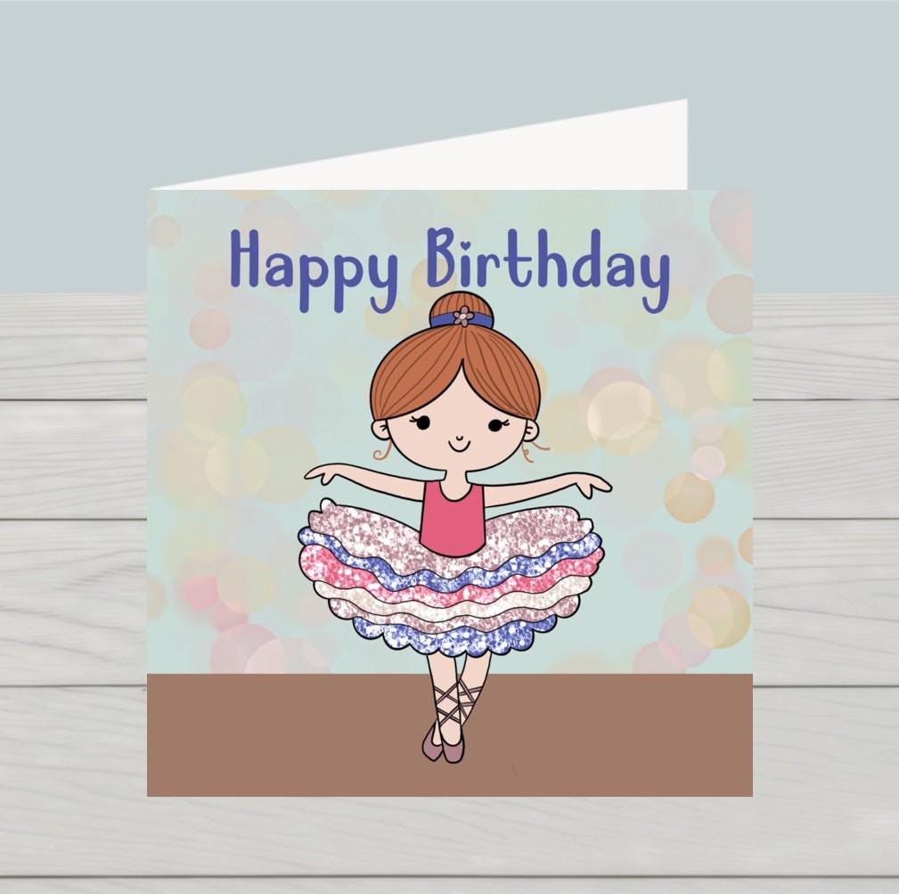 Ballerina Happy Birthday Card for girls