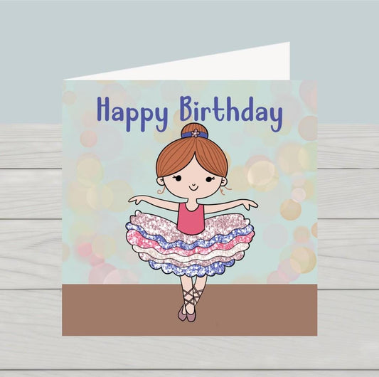 Ballerina Happy Birthday Card for girls