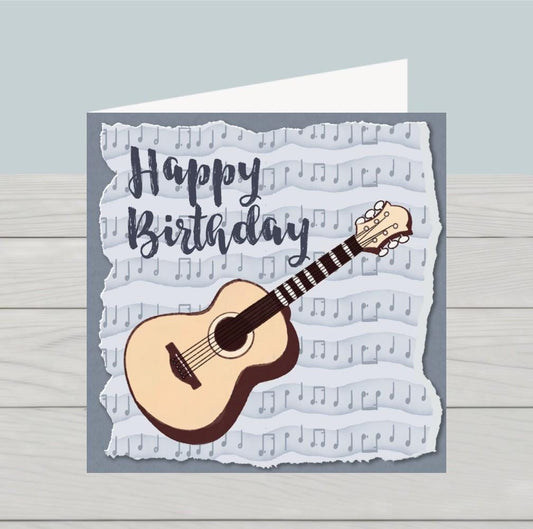 Acoustic Guitar Birthday Card for music lovers