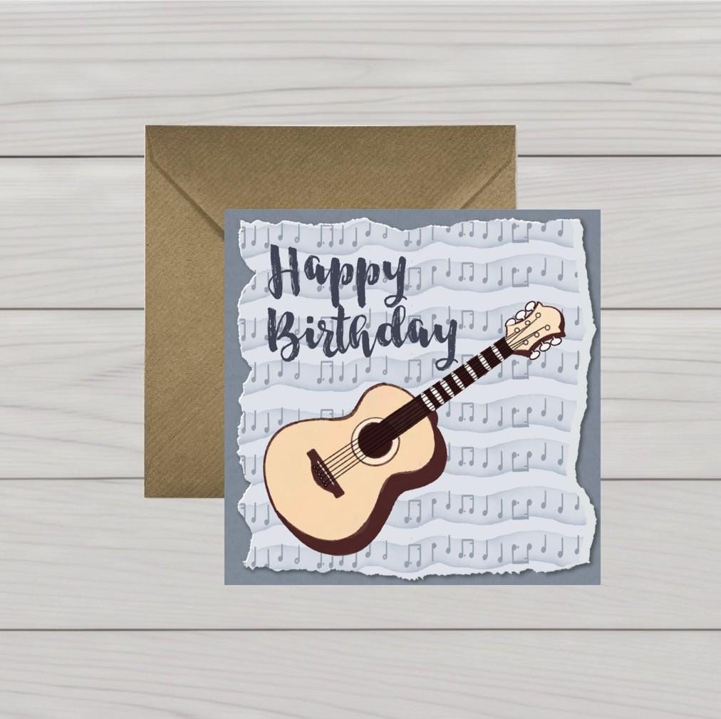 Acoustic Guitar Birthday Card for music lovers