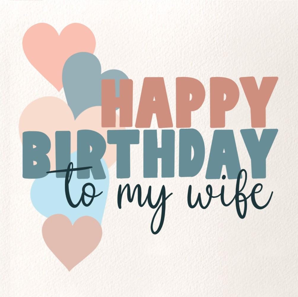 Happy Birthday card for wife: classic hearts design for wife birthday card