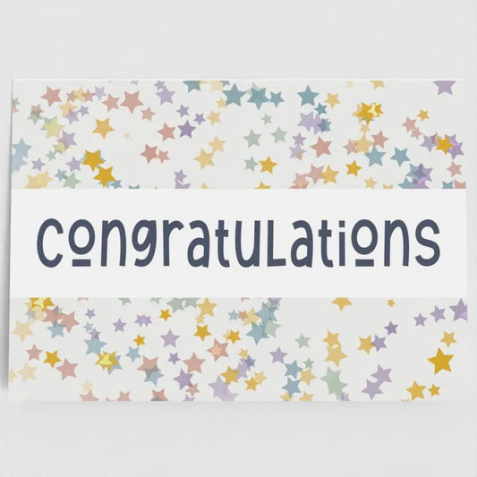 Congratulations colourful stars large A4 card