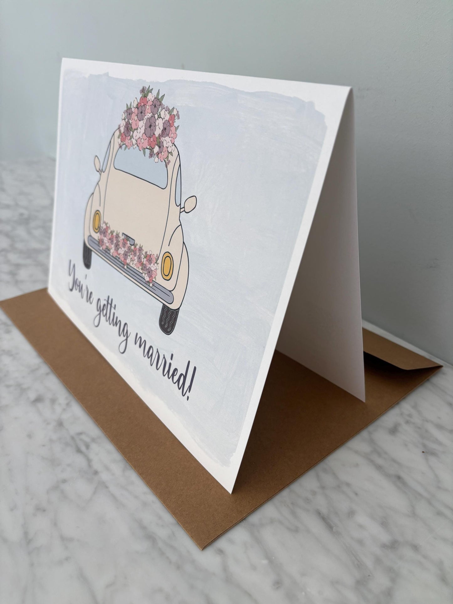 Wedding going away car large A4 card