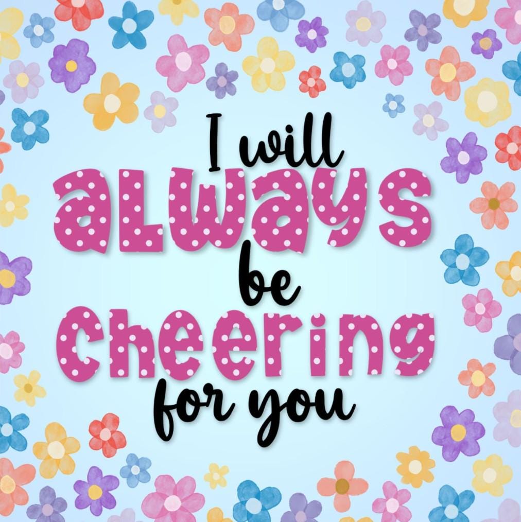 Always Cheering for You Notecard: Blank card for cheering on your female friend, daughter, sister, aunt, Mum