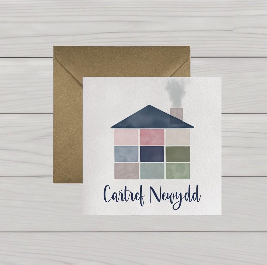 Cerdyn Cartref Newydd, New home card in welsh, Welsh new home cards, New house card, Moving in card, Moving house card, New flat cards