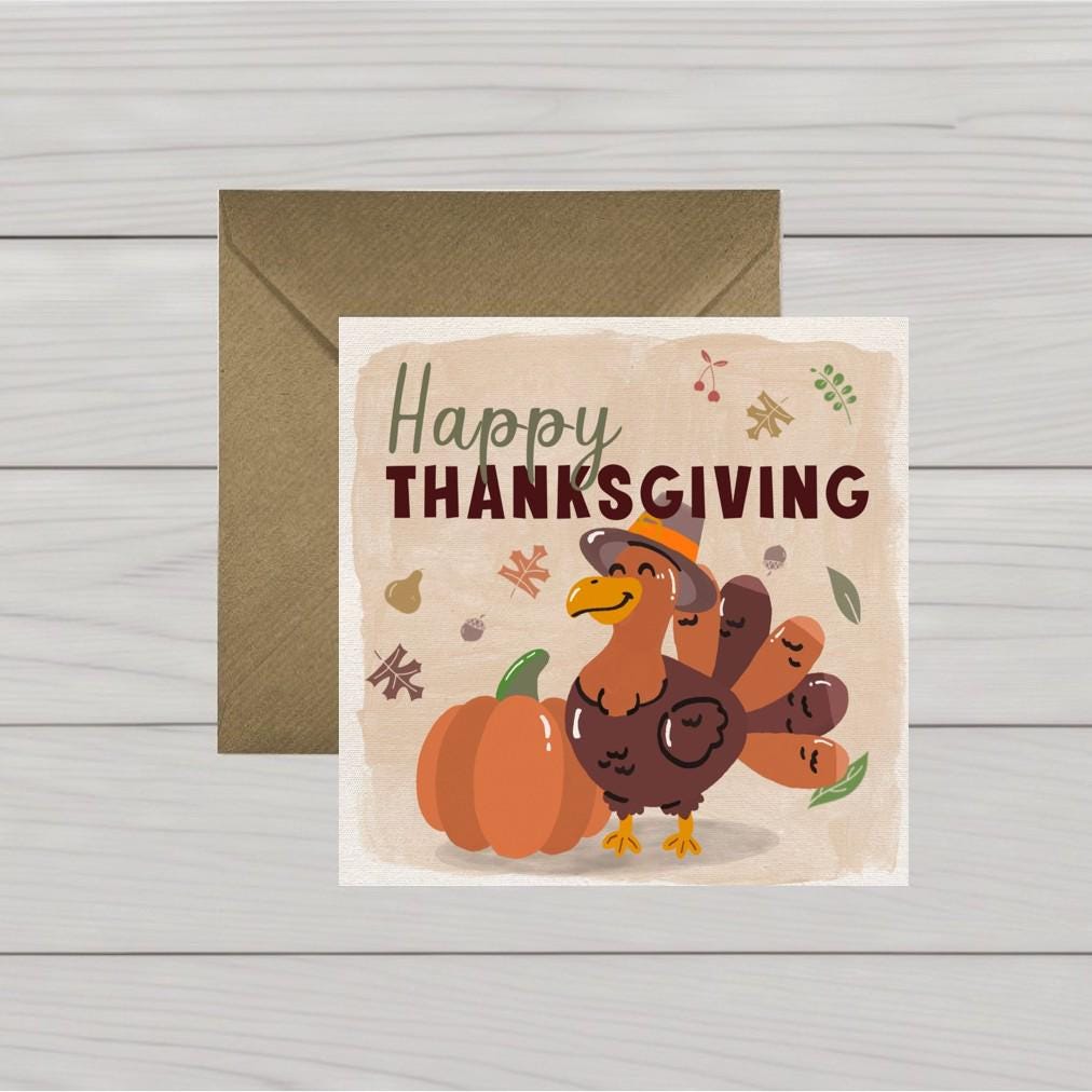 Happy Thanksgiving card turkey and pumpkin, Happy Thanksgiving cards, Thanksgiving card for friends, Thanksgiving card for family