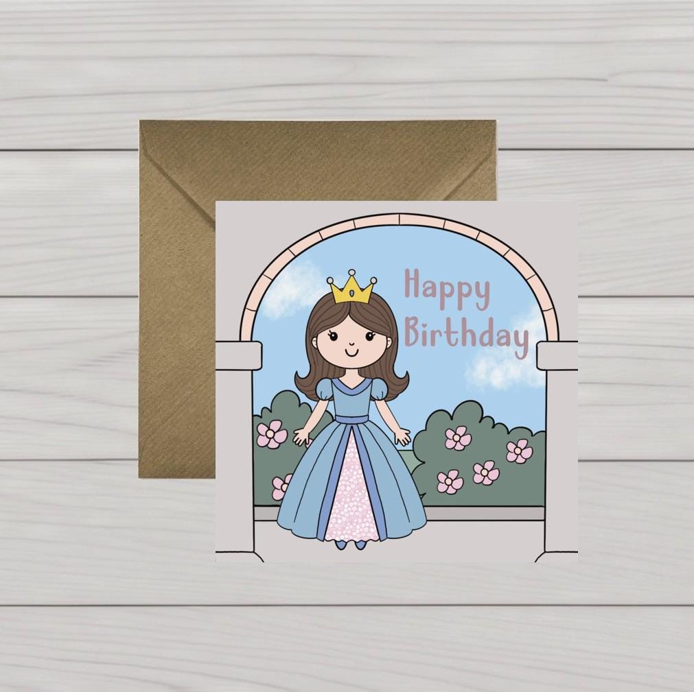 Fairytale Princess in Castle Birthday Card for girls