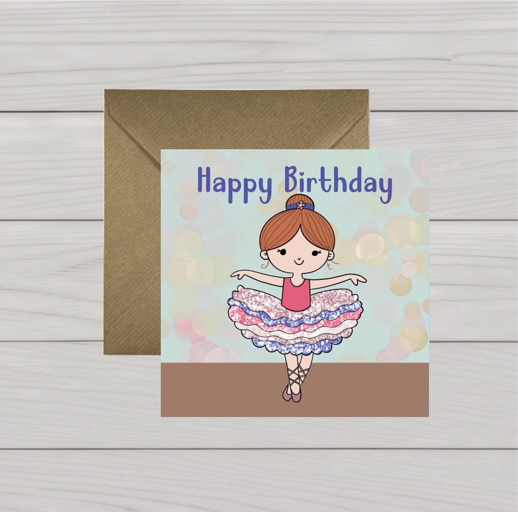 Ballerina Happy Birthday Card for girls