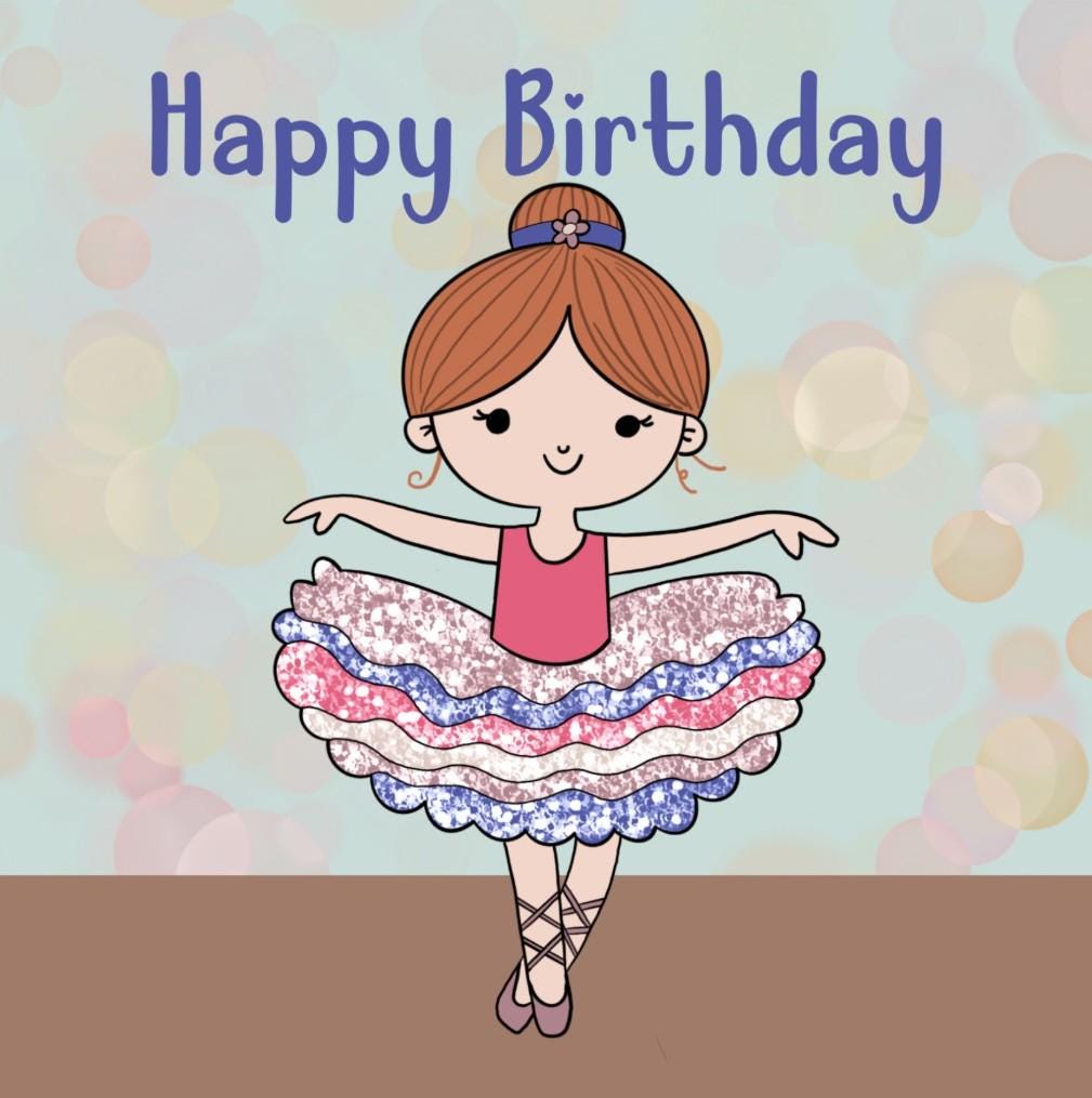 Ballerina Happy Birthday Card for girls