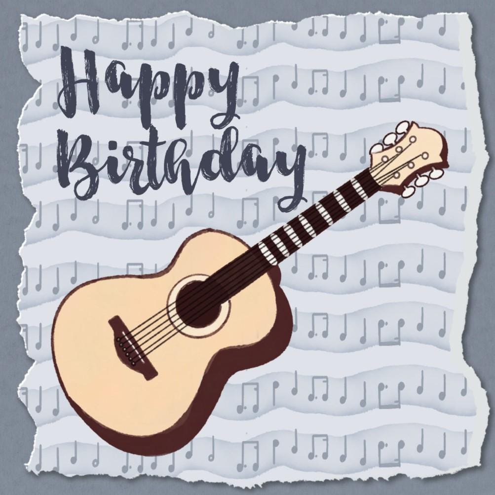 Acoustic Guitar Birthday Card for music lovers