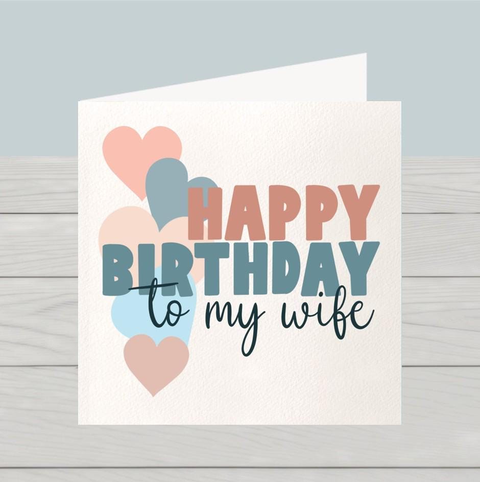 Happy Birthday card for wife: classic hearts design for wife birthday card