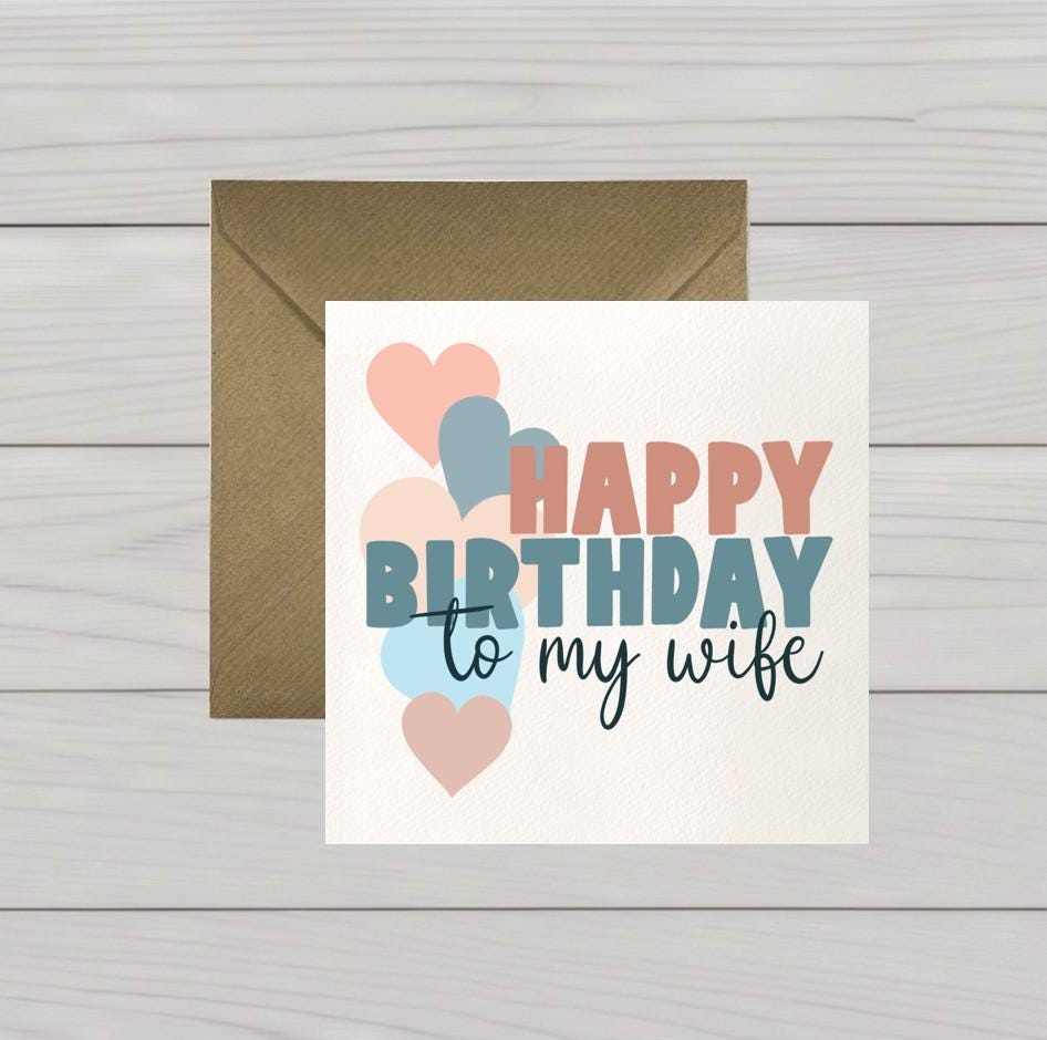 Happy Birthday card for wife: classic hearts design for wife birthday card