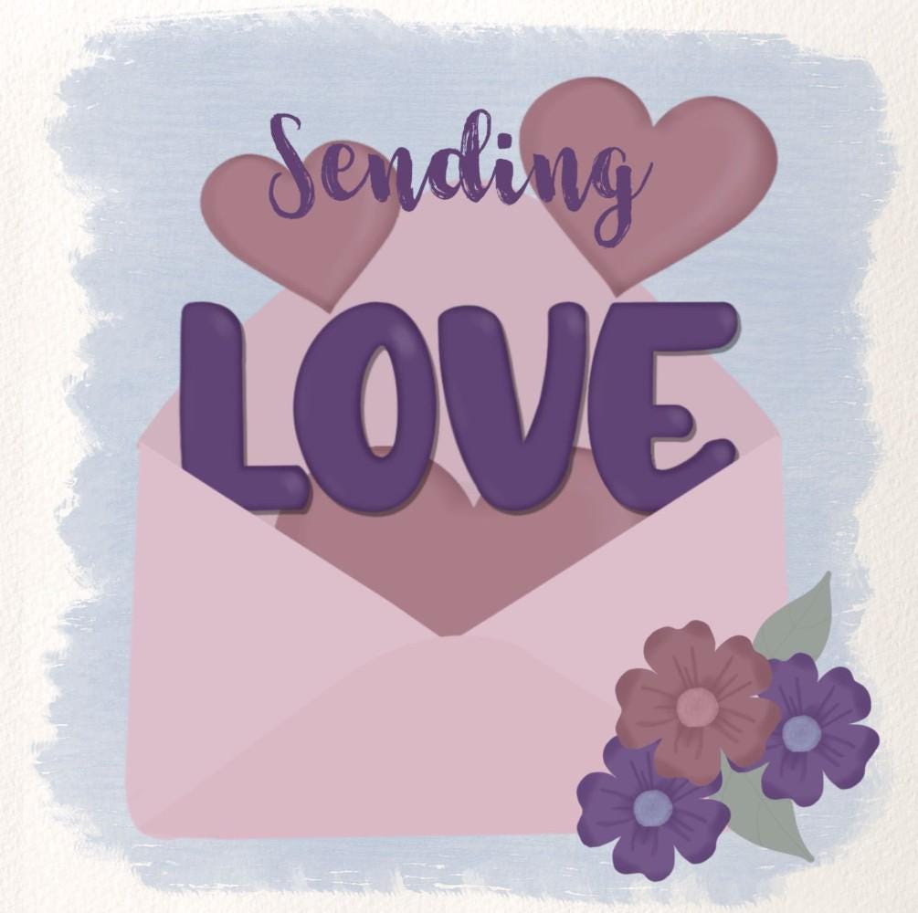 Sending Love Notecard, Blank card for sending your love to friend or family