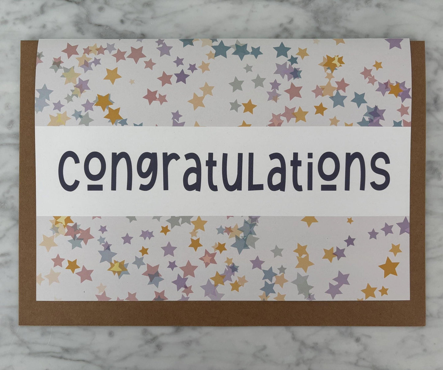 Congratulations colourful stars large A4 card