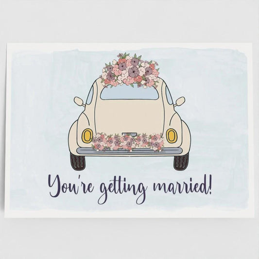 Wedding going away car large A4 card