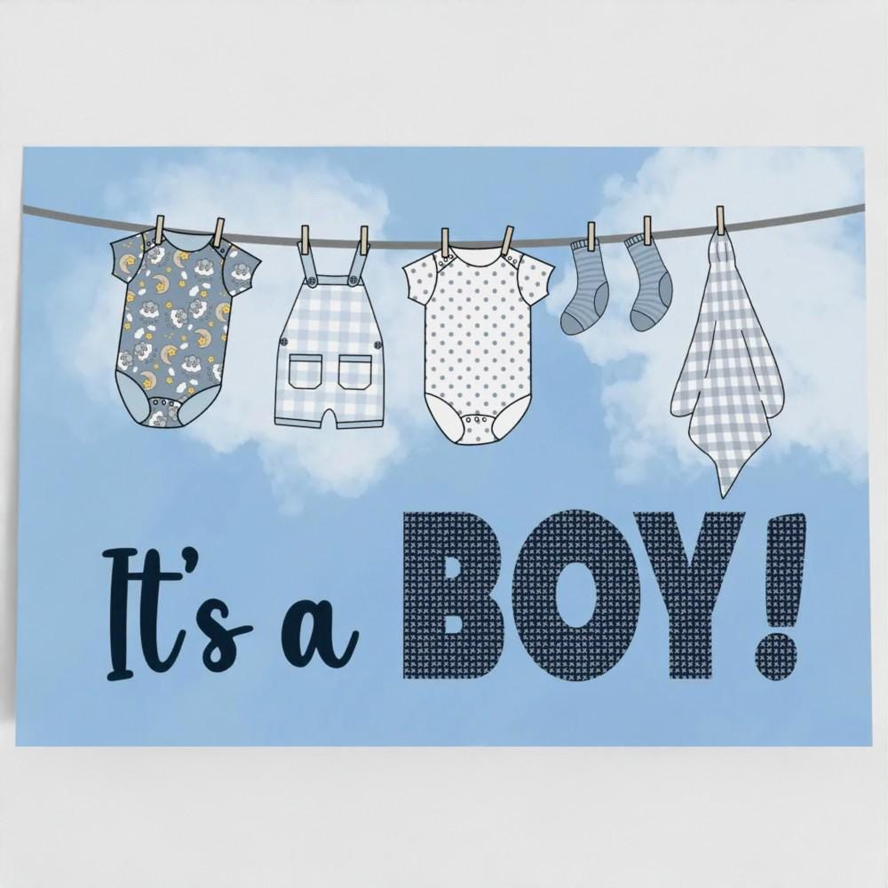 Washing line boy (large A4 card)